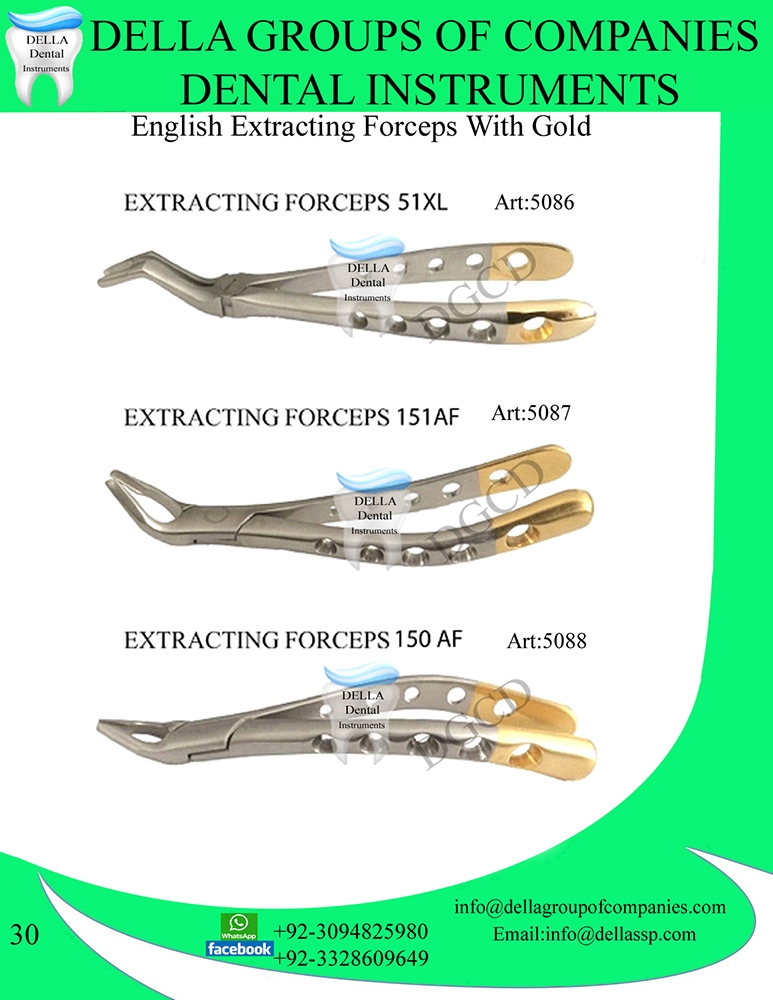 English Extracting Forceps with Gold